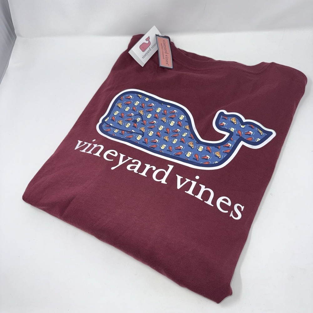 NWT Vineyard Vines Pocket LS Shirt Whale Graphic Pizza Beer Wings XXLarge
